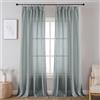 Joydeco Tende Effetto Lino per Interni con Fettuccia 2 Pezzi L 140 X A 260 CM Tende Semitrasparenti per Camera da Letto e Soggiorno Finestra Moderne, Blu Grisaceo