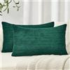 Topfinel Federe Cuscini 30x50 in Velluto a Coste per Divano Verde Scuro Copricuscini Quadrati Elegante Decorativa per Salotto Moderno Cuscino Cerniera Invisibile per Camera da Letto Set 2 Pezzi