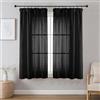 Joydeco Tende Effetto Lino per Interni con Fettuccia 2 Pezzi L 140 X A 145 CM Tende Semitrasparenti per Camera da Letto e Soggiorno Finestra Moderne, Nero