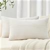 Topfinel Federe de Cuscini 40x60 in Velluto a Coste per Divano Beige Latteo Copricuscini Quadrati Elegante Decorativa per Salotto Moderno Cuscino Cerniera Invisibile per Camera da Letto Set 2 Pezzi
