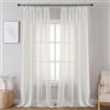 Joydeco Tende Effetto Lino per Interni con Fettuccia 2 Pezzi L 140 X A 260 CM Tende Semitrasparenti per Camera da Letto e Soggiorno Finestra Moderne, Bianco