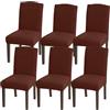 Granbest Coprisedia altamente elasticizzati, universali, in tessuto jacquard, per sala da pranzo, cucina, ristorante e hotel (set da 6, marrone)