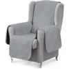 textil-home Copripoltrona 1 Posto con Braccioli LUKA, Poltrona Relax Reclinabile e Orecchie Imbottito - Misura 55 cm. SalvaDivano Reversibile. Grigio chiaro