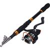 Generic Set Canna da Pesca Kit Canna da Pesca Telescopica Leggera per Acqua di Mare Ideale per Principianti con Design Portatile