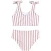 Generico Bikini Set,Costume da Bagno Estivo Bikini Tankini con Stampa A Righe alla Moda per Ragazze Due Pezzi per Adolescenti E Bambine