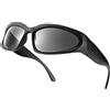 YUELUQU Futuristico Occhiali da sole da ciclismo per uomo e donna, Y2K, occhiali sportivi UV400, protezione per feste (nero(R)-grigio (L))