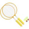 LUCKDANO Racchetta da Badminton Set di Racchette da Badminton - Set Completo con 2 Racchette e Palline - Manico Morbido e Antiscivolo e Rete Oversize Per Bambini - Telaio in Lega - Per Giochi (YELLOW)