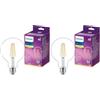 Philips Lampadina LED Globo a Filamento, 7W, attacco E27, Luce Bianca Calda, 806 Lumen (Confezione da 2)