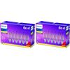 Philips LED Lampadina Oliva filamento, 6 pz, 40W, Attacco E14, Luce Bianca Calda, Non Dimmerabile (Confezione da 2)
