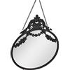 Creative Co-Op Specchio da parete vintage con cornice in peltro e catena decorativa, nero