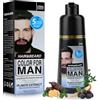 WEILNELL Shampoo per barba e baffi da uomo, colore istantaneo, copertura totale dei capelli bianchi, baffi e capelli, tinta nera 3 in 1, shampoo e balsamo (Nero)