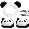 KSBBHDS Banca Di Panda Da 1 Pezzi, 1 Paio Di Braccialetti E 2 Pezzi Di Forcine, Fascia Gradata, Adatta Per La Cura Della Pelle, Il Trucco E Il Lavaggio Del Viso.