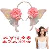 FOSDICK Perle Cerchietto Capelli Donna, Cerchietti per Capelli Donna Elegante, Cerchietti Bambina con Forma di Farfalla e Fiori Artificiali, Fata dei Fiori Cerchietto Bambina, Perle Hair Band Ragazza