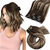 Moresoo Extension Capelli Veri Clip Balayage Marrone 25 cm #4/27/4 80g 5pz