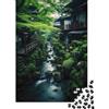 UVTMWVTCUSIQ Torrente Borgo Giapponese Puzzle 1000 Pezzi Carta per Adulti Giardino Verde Scenario Gioco di Puzzle 1000 Pezzi Famiglia Relax Regalo 52x38cm/1000pcs