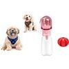Dusan Pet Store Borraccia rosa per cani, 550 ml, con scomparto per snack e palla arancione da 7 cm, a prova di perdite, per passeggiate, viaggi e allenamento (rosa, grande)