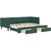 vidaXL Divano letto estraibile con cassetti Verde scuro 90x200 cm Velluto