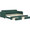 vidaXL Divano letto estraibile con cassetti Verde scuro 90x200 cm Velluto