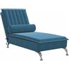 vidaXL Chaise longue da massaggio con bolster in velluto blu