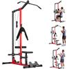 VEVOR Stazione di trazione VEVOR, torre di trazione 3 in 1, stazione multifunzione con barra di trazione e cavo di trazione, carico massimo 181 kg, allenamento di forza per schiena, braccia, spalle e addominali, macchina per trazioni per palestre e uso …