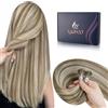LaaVoo Extension Capelli Veri Nano 40cm 100ciocche Marrone Chiaro con Biondo Highlighted Extension Nanoring Capelli Veri Remy Invisible Estensione Dei Capelli Umani Nano 100g #P8/24