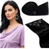 LaaVoo Extension Capelli Veri Clip, Nero Jet, 60cm 135g 7pcs, Capelli Veri Umani, Setosi e Lucenti, per Tutti i Giorni, Colore 1