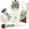 HEYMKGO Set Pennelli Make Up 15 Pezzi Pennelli Trucco con Porta Pennelli Make Up da Viaggio Premium Setole Sintetiche per Fondotinta Kabuki Cipria Correttori Fard Ombretto Illuminante e Sopracciglia