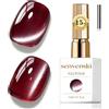 Senvenski Gelatina Vetro Cat Eye Smalto Semipermanente, 15ML Occhi di Gatto Magnetica per Gel Unghie Kit Olografico Glitterato Cristallo Smalti Unghie Salon Home DIY (Borgogna, 0.5fl oz)