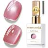 Senvenski Gelatina Vetro Cat Eye Smalto Semipermanente, 15ML Occhi di Gatto Magnetica per Gel Unghie Kit Olografico Glitterato Cristallo Smalti Unghie Salon Home DIY (Rosa, 0.5fl oz)