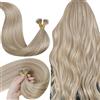 LaaVoo Nano Ring Extension Capelli Veri 50cm Biondo Sporco Highlight Biondo Candido Extension Nano Capelli Veri Remy Invisible Estensione Dei Capelli Nanoring 50ciocche 50g #18/613
