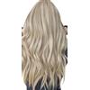 LaaVoo Extension Capelli Veri Biadesivo Genius PU Trama Biondo Sporco Highlight Biondo Candido 50cm 120g 4pcs, Capelli Remy, Lunga Durata, per Cerimonie Importanti #18-613