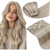 LaaVoo Extension Capelli Veri Clip 60cm 7pcs 135g Biondo Sporco Misto Biondo Candido Extension con Clip Remy Naturali Liscio Extension Clip Capelli Umani Lunghi Lisci Invisibile #18/613