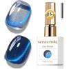 Senvenski Gelatina Vetro Cat Eye Smalto Semipermanente, 15ML Occhi di Gatto Magnetica per Gel Unghie Kit Olografico Glitterato Cristallo Smalti Unghie Salon Home DIY (Costa Azure, 0.5fl oz)