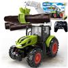 PENGBU RC Trattore Giocattolo per Bambini, Trattore Telecomandato per Bambini, Fattoria Animali Bambini Con Illuminazione, Trattore Radiocomandato Munito di Uncini e Dotato di 3 Pezzi di Legno