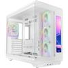 Mars Gaming MC-REVMAX, Case PC ATX, Schermo IPS 11.8, Vetro Temperato Continuo, 4 Ventole PWM ARGB, Raffreddamento Liquido fino a 360mm, Compatibile Schede Madri a Connettore Inverso, USB-C, Bianco