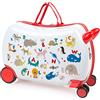 ITACA - Valigia Bambina Con Seduta Comoda Trolley Cavalcabile Con Ruote Girevoli Valigia Per Bambini Leggera Colorata Design Giocoso Viaggi Divertenti Per Piccoli, Animali