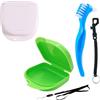 SV life [Kit 5 pz] Custodie per Apparecchio Dentale + Spazzolino Pulizia + Accessori di Sicurezza | Astuccio Traspirante | per Retainer, Dentiera, Bite, Allineatore