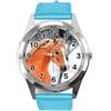 TAPORT® Orologio rotondo in pelle blu per gli appassionati di cavalli, Blu, Cinturino