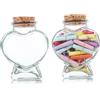 Hemobllo 2 Bottiglie a Forma di Cuore in Vetro da 50ml con Tappo in Sughero, per Diy, Regali e Decorazioni