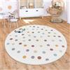 Paco Home Tappeto Bambini Cameretta Bambina Ragezzi Antiscivolo Arcobaleno Motivo Con Animale Polkadot, Dimensione:Ø 120 cm tondo, Colore:Multicolore