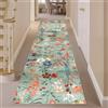 HUGEAR Verde Tappeto Cucina 80x300cm Tappeti Corridoio Passatoia Scendiletto Antiscivolo Lavabile Moderno Motivo Floreale Lungo Rettangolare Pelo Corto Rug