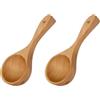 Sixfolo 2 Pezzi Mestolo di Legno per Minestre 21x 8.5x 4cm | Grande Cucchiaio per Sauna in Legno,Mestolo Legno Cucina da Appendere per Sauna,Sali da Bagno,Acqua,Farina
