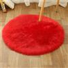 Tomifine Tappeto in Pelle di Agnello, Imitazione Della Pelliccia Tappeti, Morbido e Peloso per Stanza da Letto o Soggiorno Tappeto Soffice o Copertura per Divani e Sedie (60 cm,Rosso)