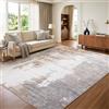 Luxstein Tappeto moderno astratto, lavabile, antiscivolo, a pelo basso, in finta lana, per soggiorno, camera da letto, cucina, corridoio, beige, 240 x 300 cm