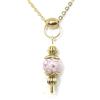 Generic Collana da donna in acciaio inox placcato oro con pendente in pietra naturale stile vintage (Rosa)