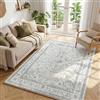 Klyvvo Bohemien Tappeto Soggiorno 160x230 cm, Pelo corto Tappeto con motivi floreali, 1200 g/m³ poliestere, lavabile in lavatrice,TPE antiscivolo base,per camera da letto,sala da pranzo,Bianco