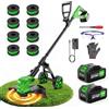 reffmov 4-in-1 Decespugliatore a Batteria,36CM Tagliaerba a Batteria con 2×3,0 Ah Batteria e Caricatore,Motore Brushless da 800W,Decespugliatore Elettrico con Ruota e 8 Bobine di Ricambio per Giardino e Prati