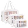 Aucuu 3 Pezzi, Borse Da Toilette Trasparente, Beauty Case in PVC, Trousse da Viaggio Impermeabile, per Cosmetici e Trucco, Portatile per Bagno, Piscina, Aereo