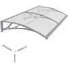 GGNEBAI Pensilina Tettoia per Porta Balcone Esterno 150x100 cm in Policarbonato,Baldacchino Tetto per Finestra e Veranda, con Protezione UV, Antipioggia e Antineve