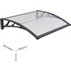 GGNEBAI Pensilina Tettoia per Porta Balcone Esterno 120x100 cm in Policarbonato,Baldacchino Tetto per Finestra e Veranda, con Protezione UV, Antipioggia e Antineve